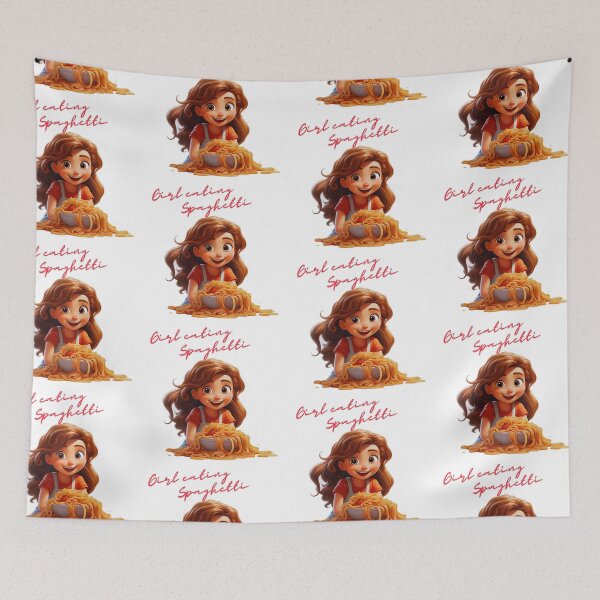 Item preview, Girl Eating Spaghetti delightful moment with text designed and sold by Spartalisz.
