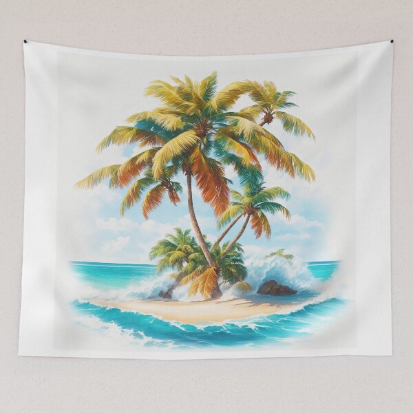 Item preview, This coconut tree is strong amidst the clear waves, the water is beautiful and beautiful. designed and sold by Natcharee.
