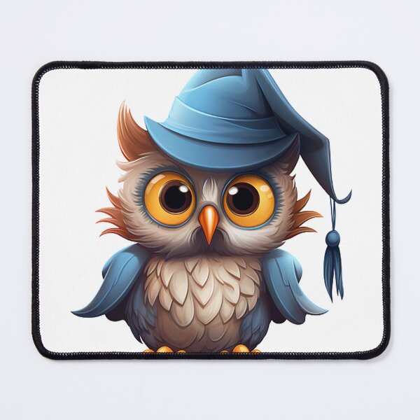 Item preview, Whimsical Witchy Owl: Playful Bird Adorned with a Charming Blue Witch's Hat - Cartoon Sticker designed and sold by PaintbrushPlace.