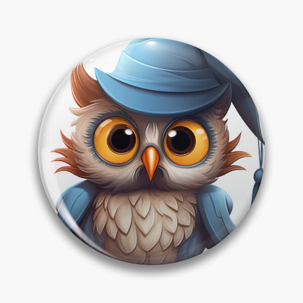 Item preview, Whimsical Witchy Owl: Playful Bird Adorned with a Charming Blue Witch's Hat - Cartoon Sticker designed and sold by PaintbrushPlace.