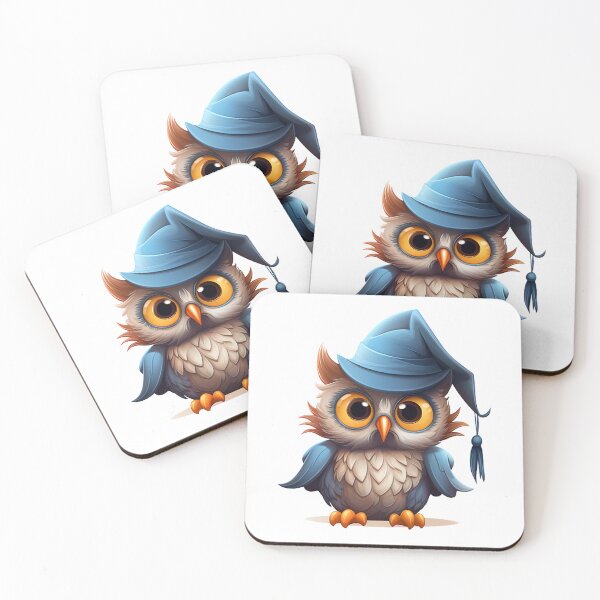 Item preview, Whimsical Witchy Owl: Playful Bird Adorned with a Charming Blue Witch's Hat - Cartoon Sticker designed and sold by PaintbrushPlace.