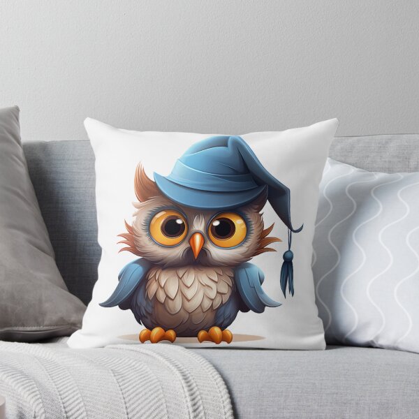 Item preview, Whimsical Witchy Owl: Playful Bird Adorned with a Charming Blue Witch's Hat - Cartoon Sticker designed and sold by PaintbrushPlace.