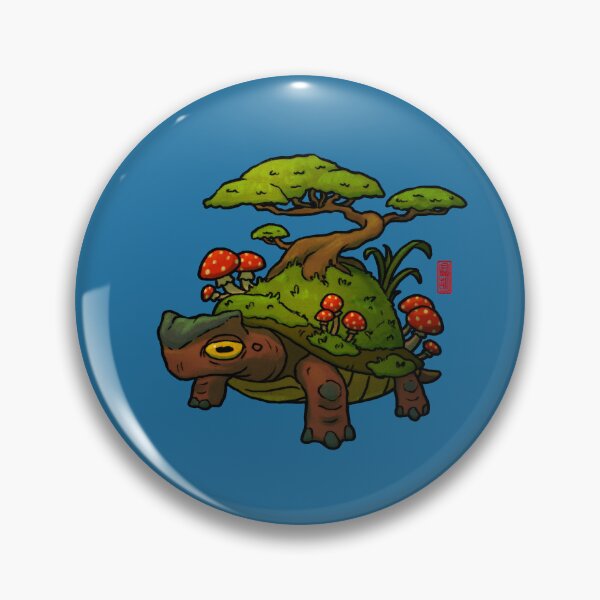 Item preview, cute turtle with bonsai and amanita mushrooms designed and sold by DingHuArt.