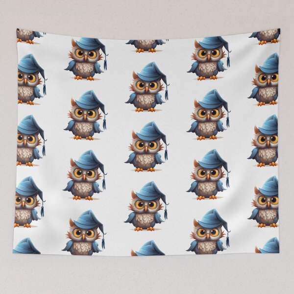 Item preview, Whimsical Witchy Owl: Playful Bird Adorned with a Charming Blue Witch's Hat - Cartoon Sticker designed and sold by PaintbrushPlace.