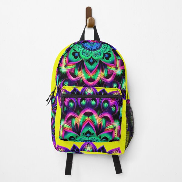 Item preview, Flower mandala fluorescent menta blacklight marigold designed and sold by Atelier-Arcano.
