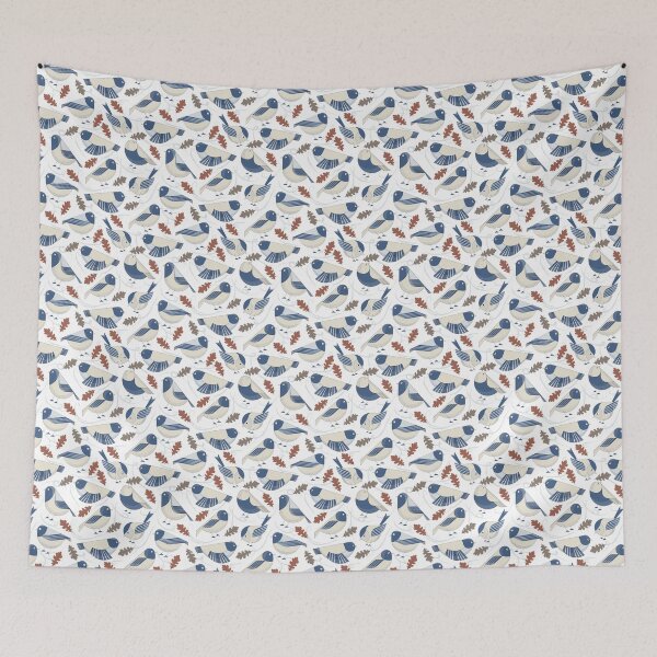 Item preview, Cute birds on a Windy Autumn Day - White designed and sold by Carina Parry Studios.
