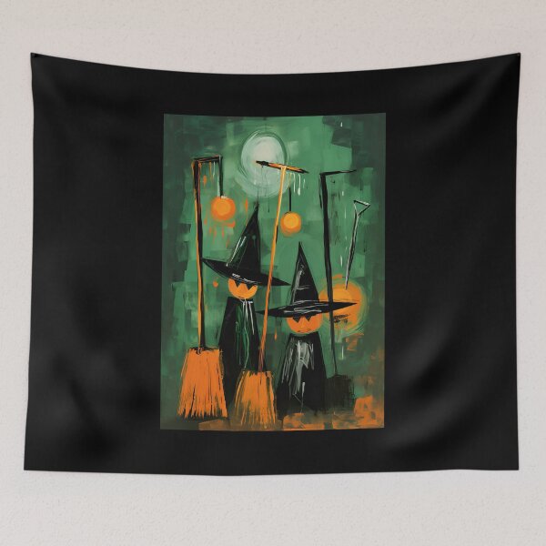 Item preview, Ethereal Fusion Modern Abstract Magic with Broom Closet and Pumpkins in Enigmatic Halloween Generative AI designed and sold by OlfactoART Studio.