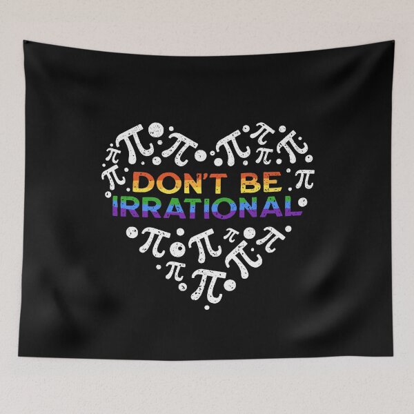 Item preview, Don't be Irrational LGBT Heart Pi Day Mathematics distressed outline design with Rainbow Flag designed and sold by venomousvector.