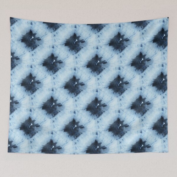 Item preview,  Seamless tie-dye pattern of indigo color on white silk.  Shibori dyeing. designed and sold by lamarmarina.