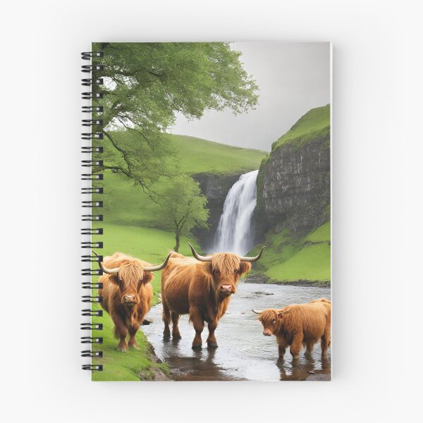 Item preview, Highland Cows by the Waterfall Majestic Beauty in Nature's Embrace designed and sold by PatternXS.