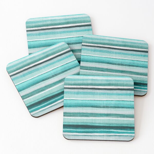 Item preview, Ocean Horizon Rustic Linen Stripes in Teal  designed and sold by micklyn.