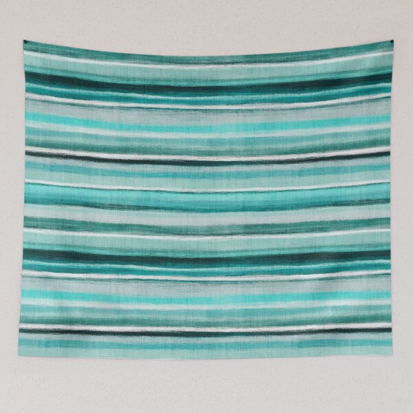 Item preview, Ocean Horizon Rustic Linen Stripes in Teal  designed and sold by micklyn.