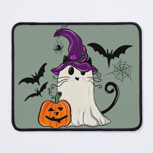 Item preview, Ghost Kitty with pumpkin designed and sold by PurrfectCorner.