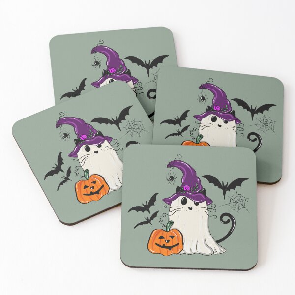 Item preview, Ghost Kitty with pumpkin designed and sold by PurrfectCorner.