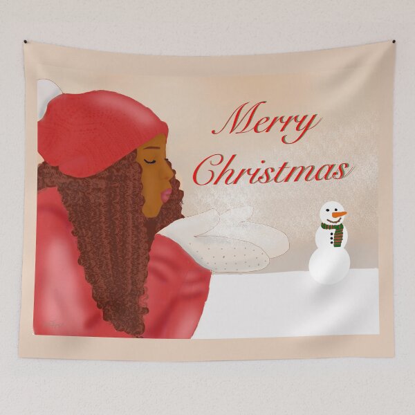 Item preview, Merry Christmas in the Snow - African American Girl designed and sold by Cecetyshay.