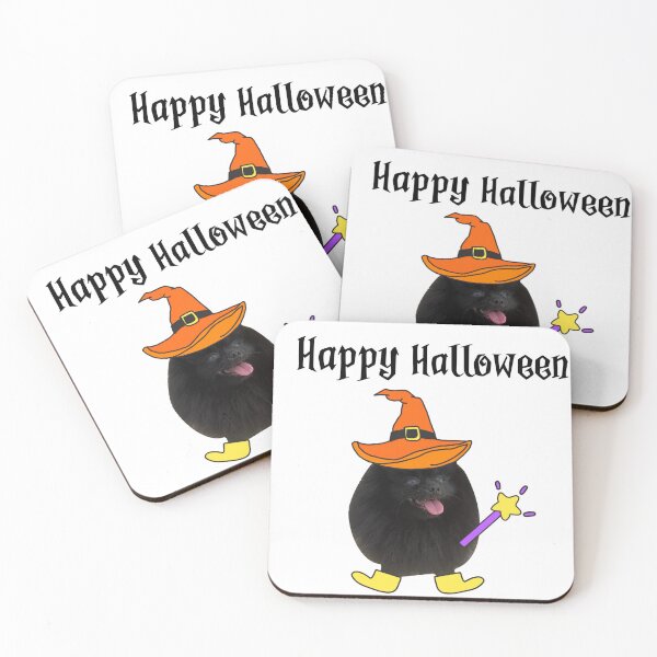 Item preview, Happy Halloween, black dog, pink tongue, yellow shoes , Orange Hat, Scary Ghost, Trick-or-Treat, October 31 designed and sold by Grab-it-fast.
