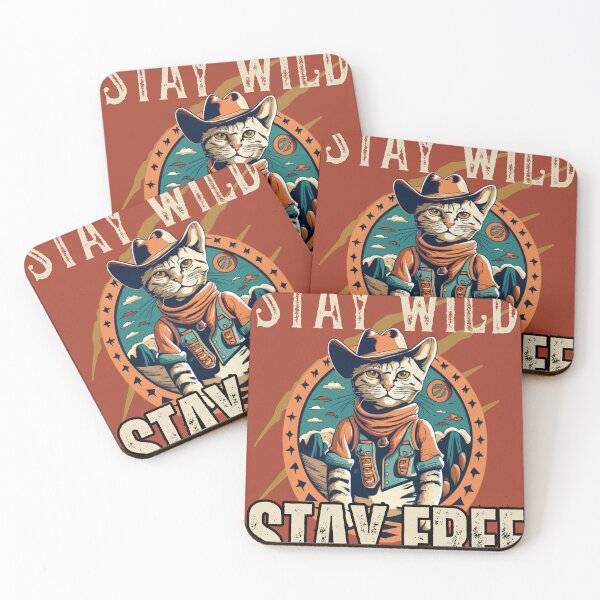 Item preview, Western cowboy cat. Meow Stay Wild Stay Free.  designed and sold by VieBelieve.