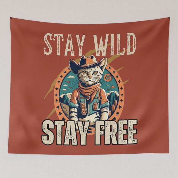 Item preview, Western cowboy cat. Meow Stay Wild Stay Free.  designed and sold by VieBelieve.