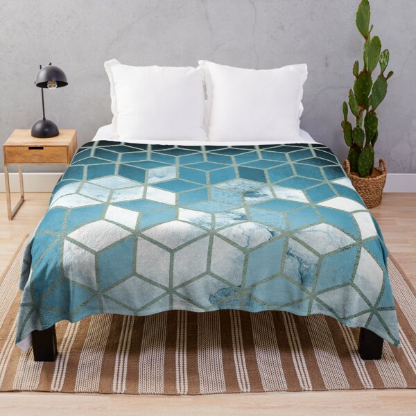 Item preview, Shades Of Turquoise Blue Cubes Pattern designed and sold by Gypsy  Queen.