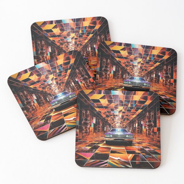 Item preview, psychedelic art style of intricate, multilayered geometric pattern with a car designed and sold by Whimsicalhub.