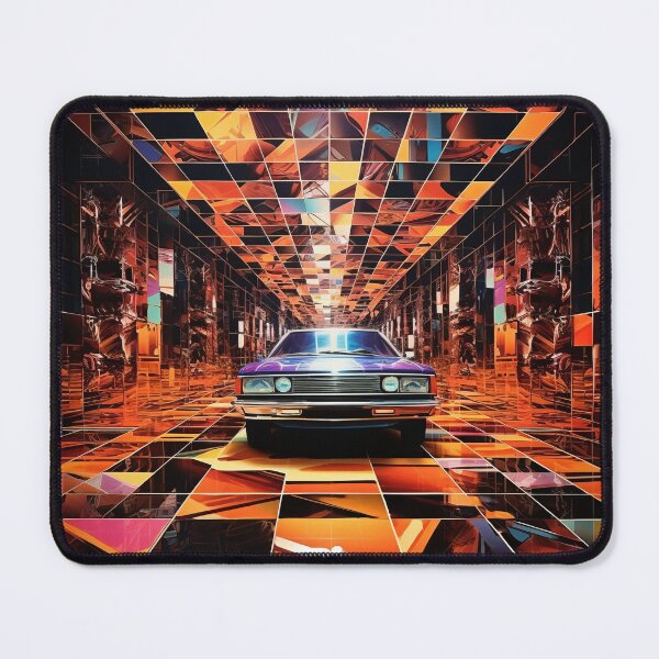 Item preview, psychedelic art style of intricate, multilayered geometric pattern with a car designed and sold by Whimsicalhub.