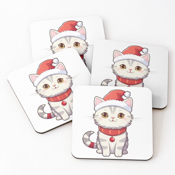 Item preview, Kawaii Siberian Cat Wearing Santa Hat 2 designed and sold by eyestetix.
