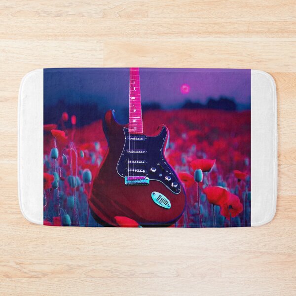 Item preview, Blue electric guitar in red poppies. designed and sold by mariolasworld.