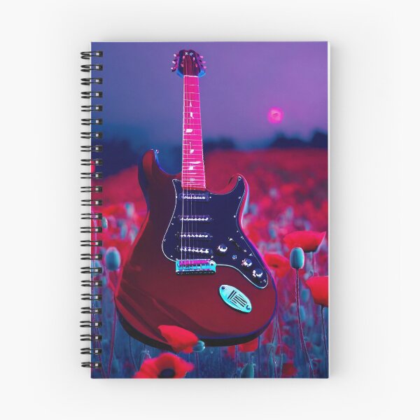 Item preview, Blue electric guitar in red poppies. designed and sold by mariolasworld.