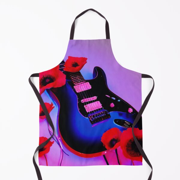 Item preview, Blue electric guitar in red poppies. designed and sold by mariolasworld.
