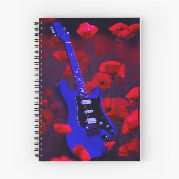 Item preview, Blue electric guitar in red poppies. designed and sold by mariolasworld.