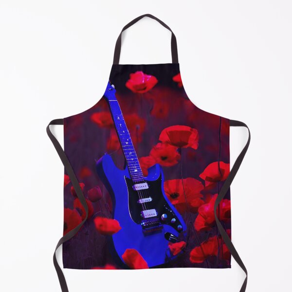 Item preview, Blue electric guitar in red poppies. designed and sold by mariolasworld.