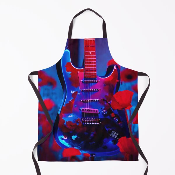 Item preview, Blue electric guitar in red poppies. designed and sold by mariolasworld.