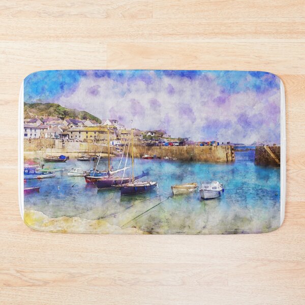 Item preview, Watercolour - Yachts and small boats moored in Mousehole, Cornwall designed and sold by MichaelBShannon.