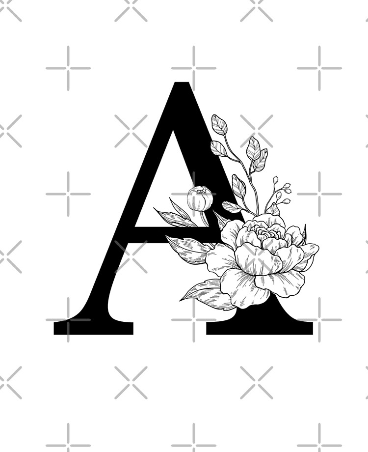 A Botanical Monogram. Detailed Peony Drawing