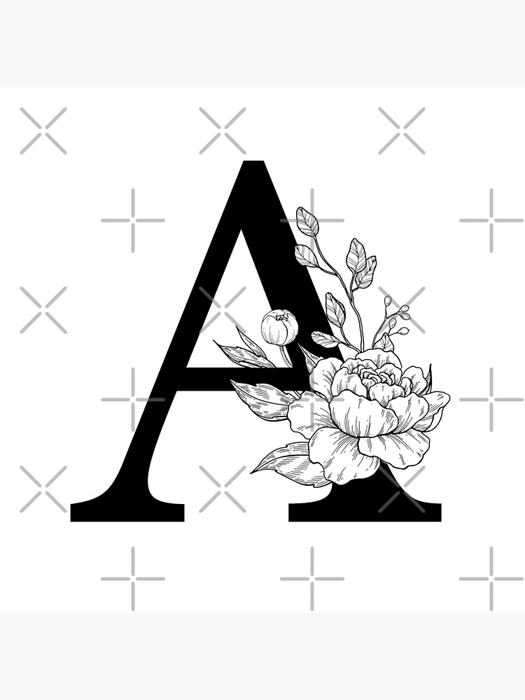 A Botanical Monogram. Detailed Peony Drawing