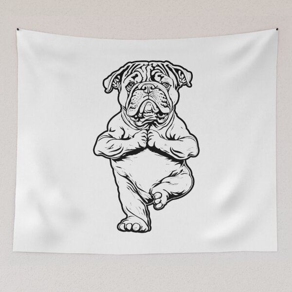 Item preview, English Bulldog Yoga Puppy Funny Dogs Tree Pose Vrikshasana designed and sold by GrandeDuc.