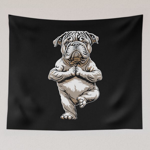 Item preview, English Bulldog Yoga Puppy Funny Dogs Tree Pose Vrikshasana designed and sold by GrandeDuc.