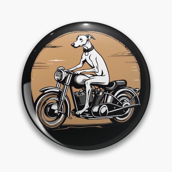 Item preview, Whippet Greyhound Riding a Motorcycle Retro Style Graphic designed and sold by Ameiva-Apparel.