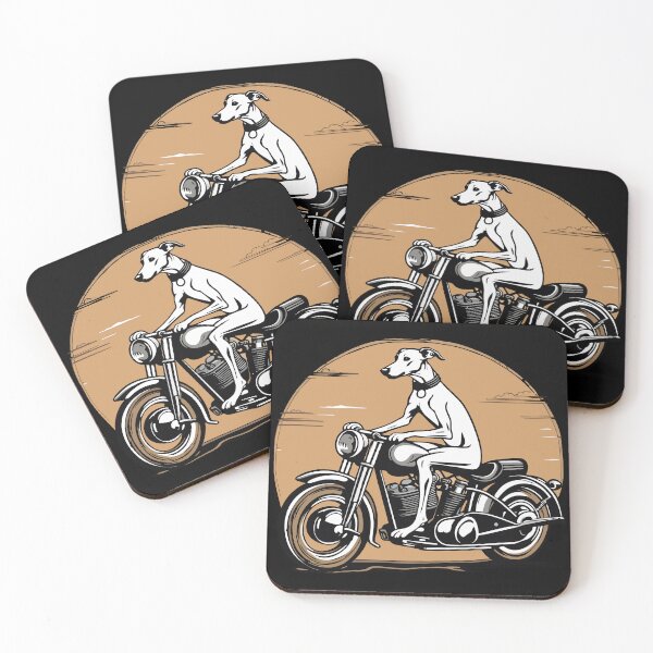 Item preview, Whippet Greyhound Riding a Motorcycle Retro Style Graphic designed and sold by Ameiva-Apparel.