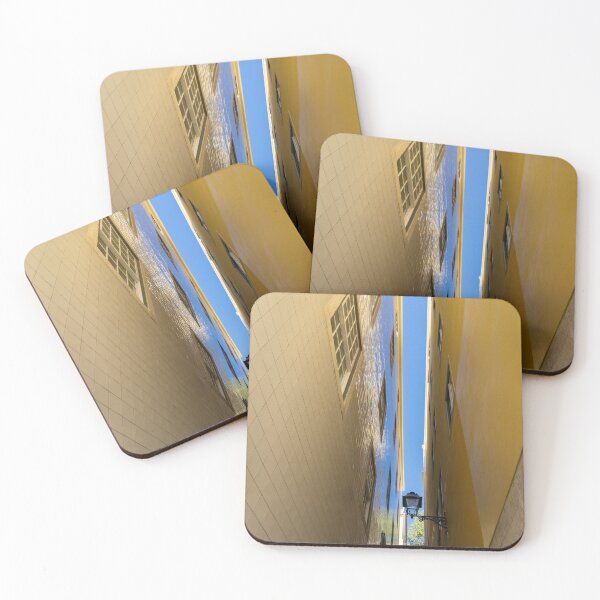 Item preview, Glossy Uphill Reflections - Golden Yellow Tile Mirror Reflecting the Sky designed and sold by Georgia Mizuleva.