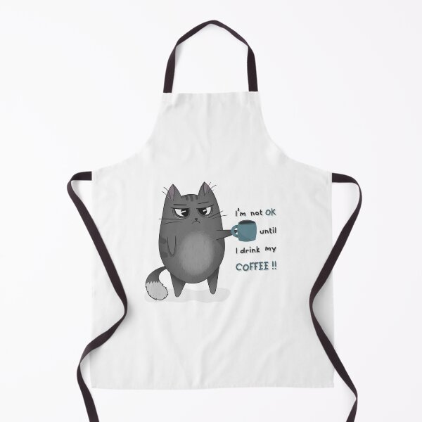 Item preview, Cute grumpy gray cat with a cup of coffee  designed and sold by tasneemjo.