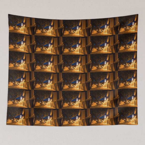 Item preview, Of Cobblestone Streets and Bell Towers - Yellow Lit Night in Old Town Plovdiv, Bulgaria designed and sold by Georgia Mizuleva.