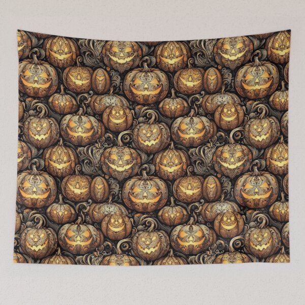 Item preview, Scary Pumpkins Creepy Jack O Lanterns Halloween Intricate Carved Pumpkin Filigree designed and sold by CoffeeIsATrip.