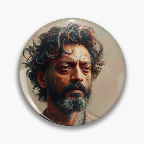 Item preview, Portrait of man in a beard and beads necklace colourful painting designed and sold by Meena-tta.