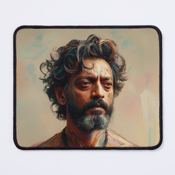 Item preview, Portrait of man in a beard and beads necklace colourful painting designed and sold by Meena-tta.
