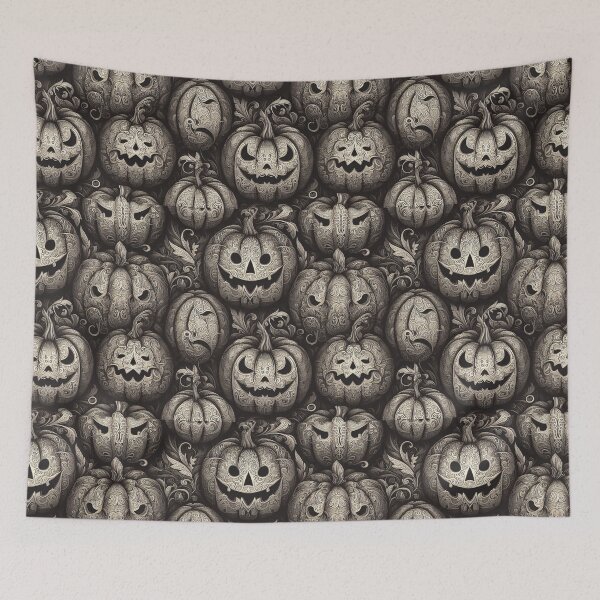 Item preview, Scary Pumpkins Creepy Jack O Lanterns Halloween Intricate Carved Pumpkin Filigree designed and sold by CoffeeIsATrip.