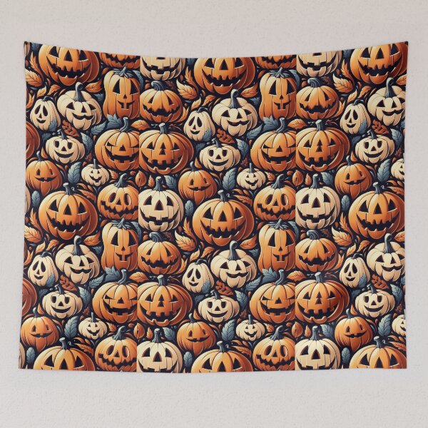 Item preview, Scary Pumpkins Creepy Jack O Lanterns Halloween Intricate Carved Pumpkin Filigree designed and sold by CoffeeIsATrip.