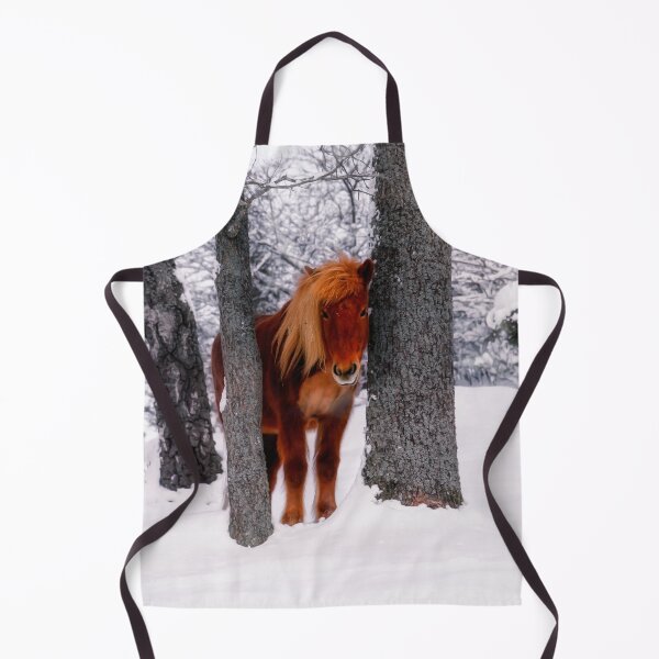 Item preview, Chestnut Horse Between Trees in Snowy Winter Landscape designed and sold by Nicklas81.