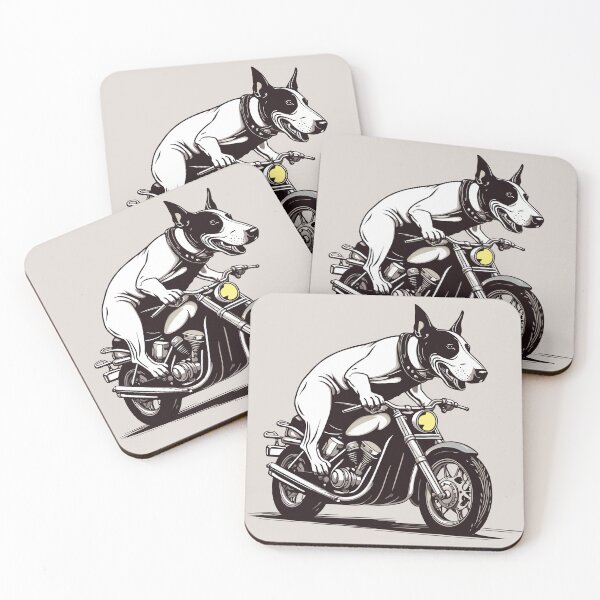 Item preview, English Bull Terrier Riding a Motorcycle Retro Style Graphic designed and sold by Ameiva-Apparel.
