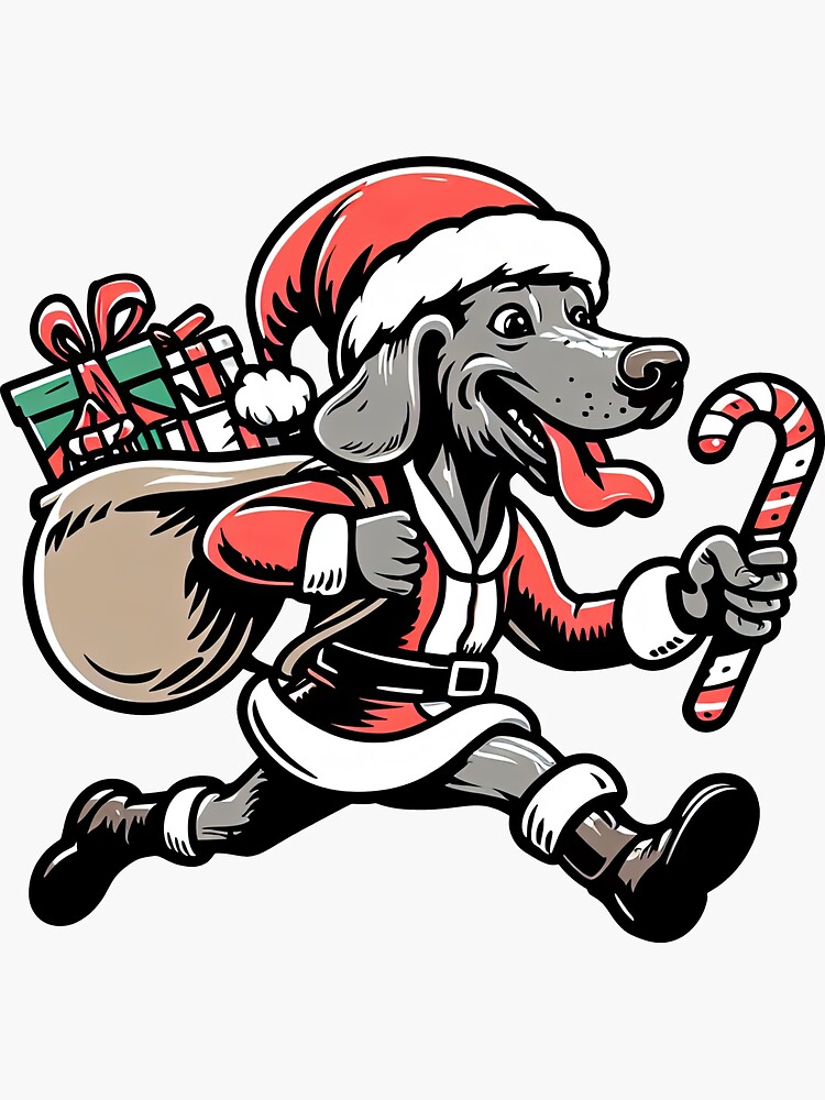 Weimaraner Dog Christmas Hat Present' Sticker